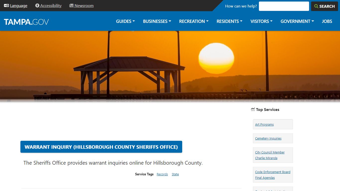 Warrant Inquiry (Hillsborough County Sheriffs Office)